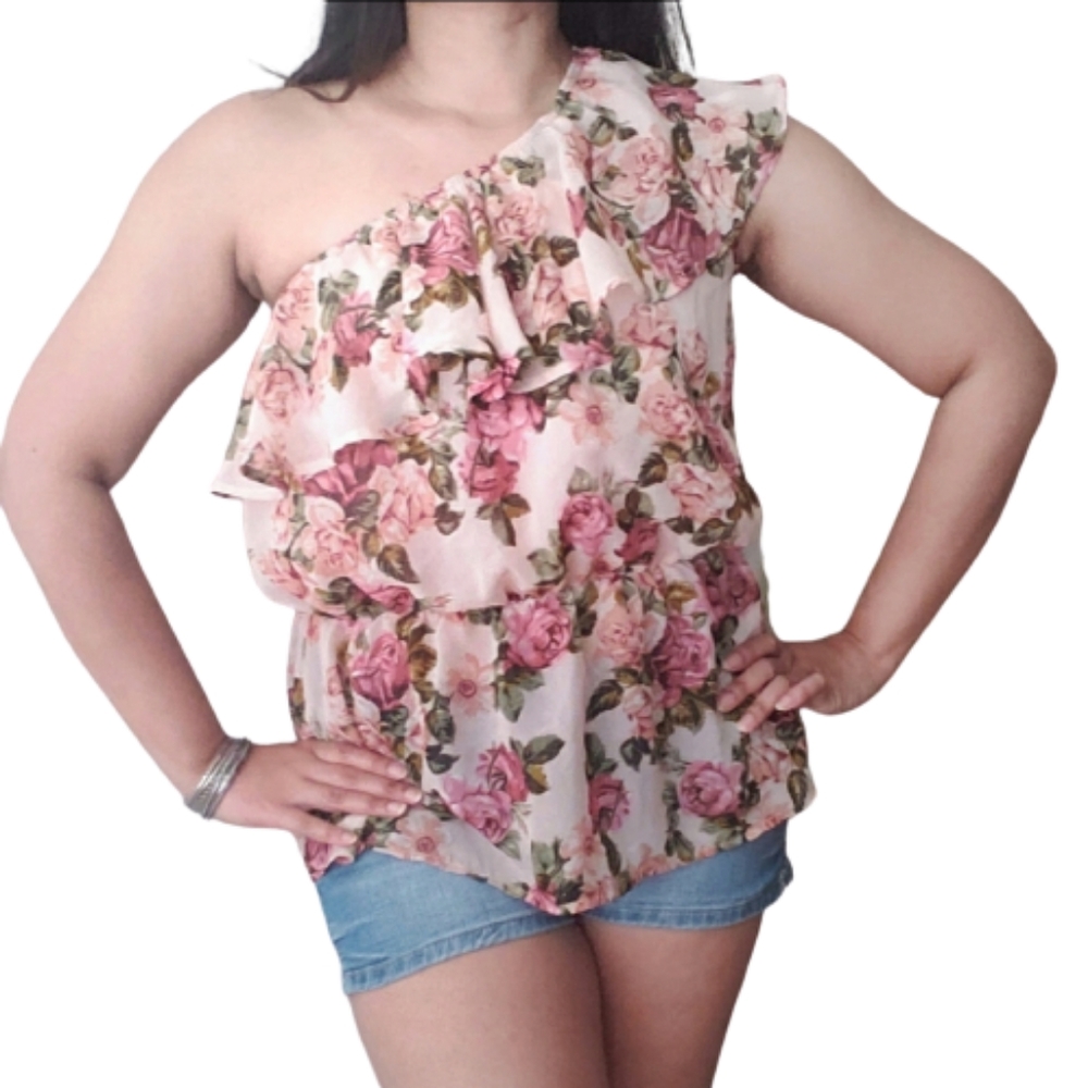 PAPAYA Tank One Shoulder Floral Size L